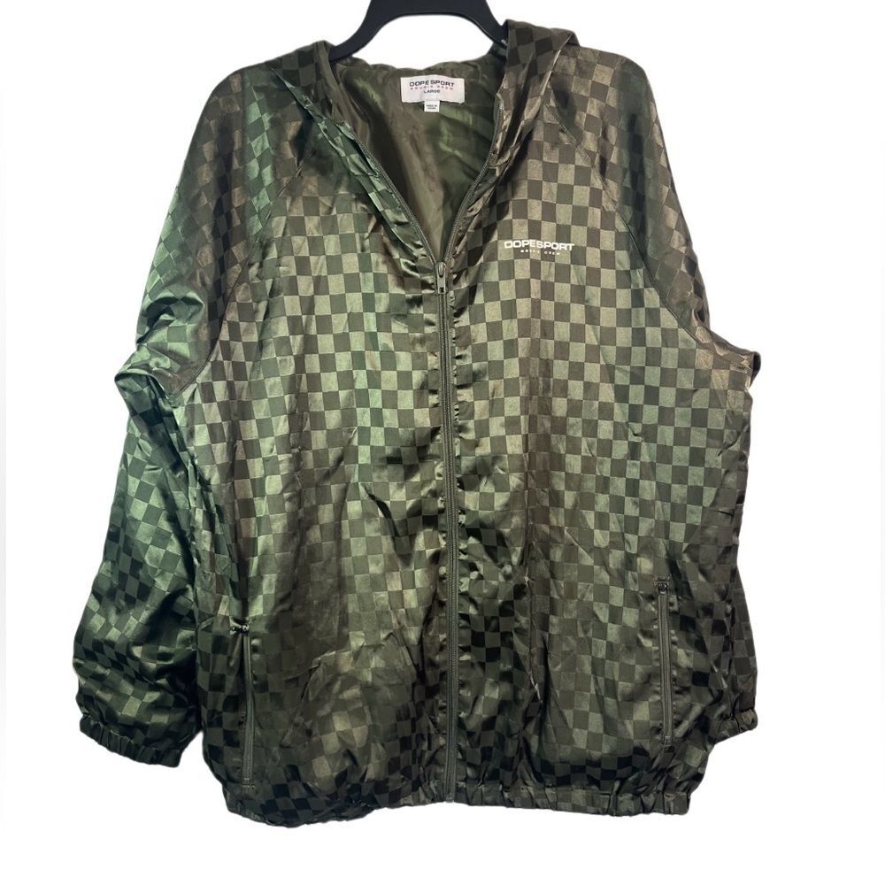 Dope crew zip front wind breaker jacket LARGE OLIVE GREEN